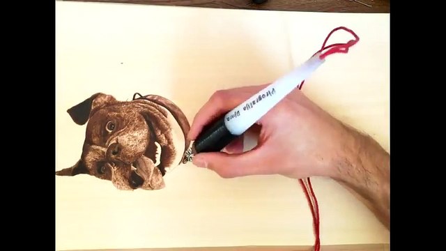 Dessiner en brûlant du bois.. bluffant !