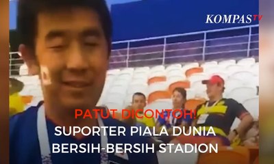 Patut Dicontoh! Suporter Piala Dunia Bersih-bersih Stadion