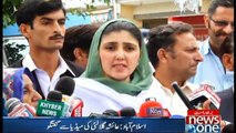 Ayesha Gulalai talks to media