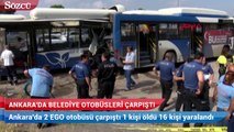 Ankara'da trafik kazası! Belediye otobüsleri çarpıştı