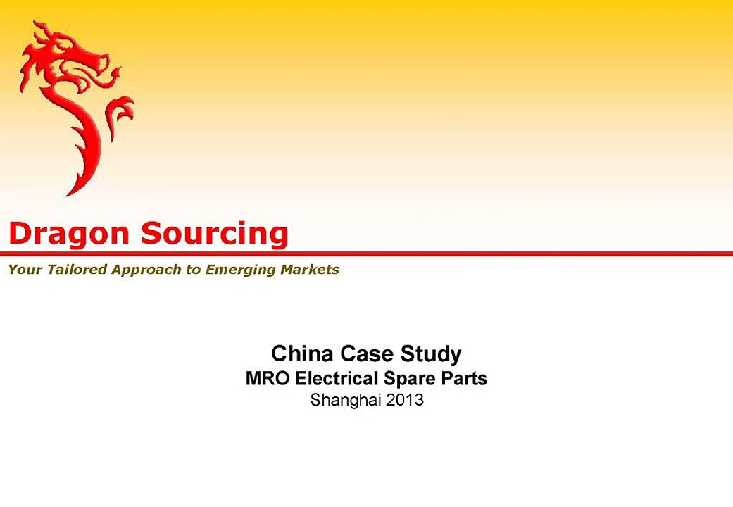 China Case Study MRO Electrical Spare Parts