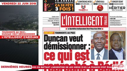 Le Titrologue du 22 Juin 2018  : Tourmente au PDCI , Daniel Kablan Duncan veut démissionner