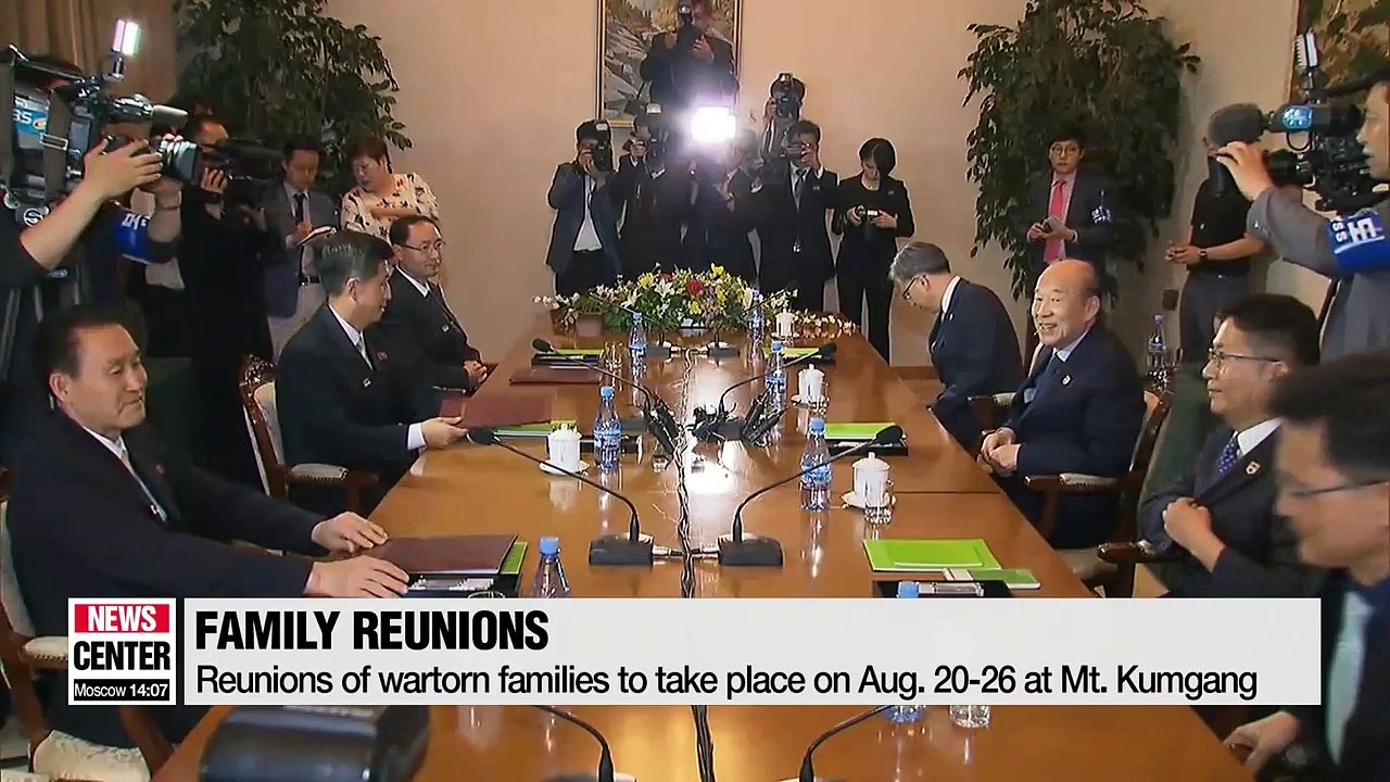 Two Koreas to hold reunions of war-torn families for 7 days starting Aug. 20