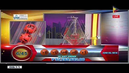 PCSO 9 PM Lotto Draw, June 22, 2018
