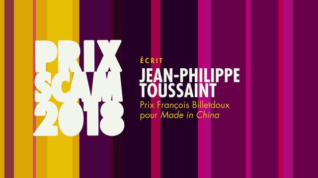 Prix François Billetdoux 2018 : Jean-Philippe Toussaint