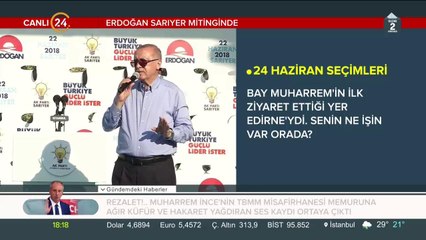 Cumhurbaşkanı Erdoğan, Sarıyer mitinginde