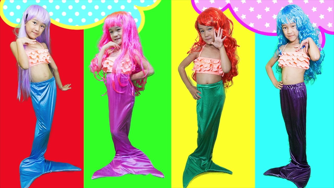 Five Little Babies jumping on the Bed - Kids Learn Colors with Finger Family Song - 人魚姫の姉妹