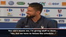 Giroud jokingly tells off press officer for wasting time