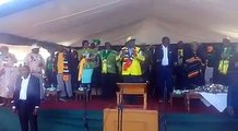 President Emmerson Mnangagwa and other government and Zanu PF officials at an election campaign rally in Gwanda, Matabeleland South, warming up the stage before