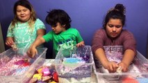 MAKING BIRTHDAY SLIME WITH OUR LITTLE BROTHER - DIY 3 GALLONS OF BIRTHDAY SLIME