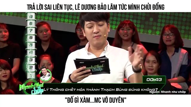 Trả lời sai liên tục, Lê Dương Bảo Lâm tức mình chửi đổng Đố gì xàm...MC vô duyên