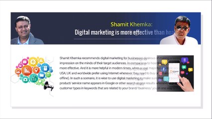 Shamit Khemka - Use Digital Marketing instead of hoardings