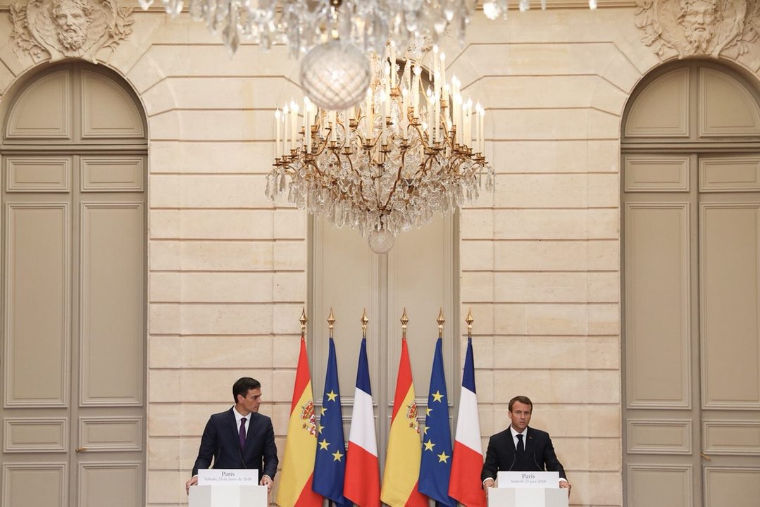 Conférence de presse d'Emmanuel Macron et de Pedro Sánchez Pérez-Castejón, Président du Gouvernement d'Espagne.