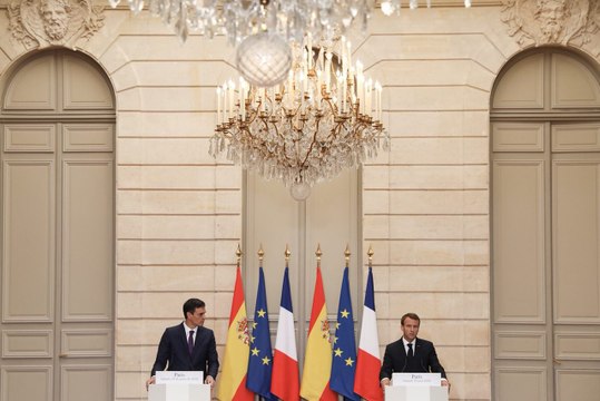 Conférence de presse d'Emmanuel Macron et de Pedro Sánchez Pérez-Castejón, Président du Gouvernement d'Espagne.
