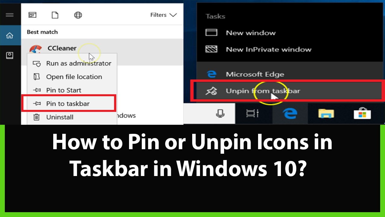 How to Pin or Unpin Program Icons to the Taskbar on Windows 10?