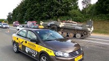 Tank crushes car in Belarus