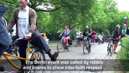 Imams, rabbis ride tandems in Berlin rally for mutual respect