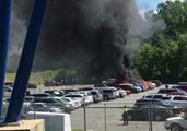 Vehicles Damaged in Parking Lot Fire Outside Carowinds Theme Park, North Carolina