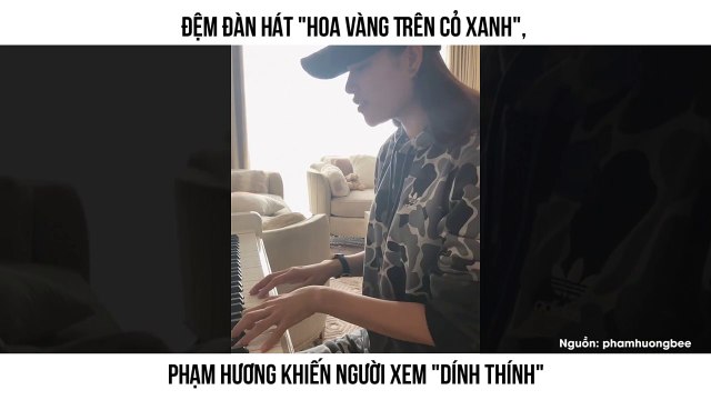 Đệm đàn hát Hoa Vàng Trên Cỏ Xanh , Phạm Hương khiến người xem dính thính
