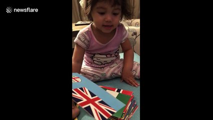 Genius two-year-old identifies the flags of 71 countries and their capitals