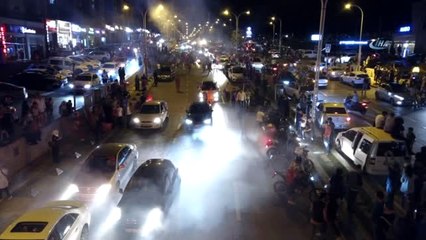 Başakşehir'de Sabaha Kadar Süren Seçim Kutlamaları Havadan Böyle Görüntülendi