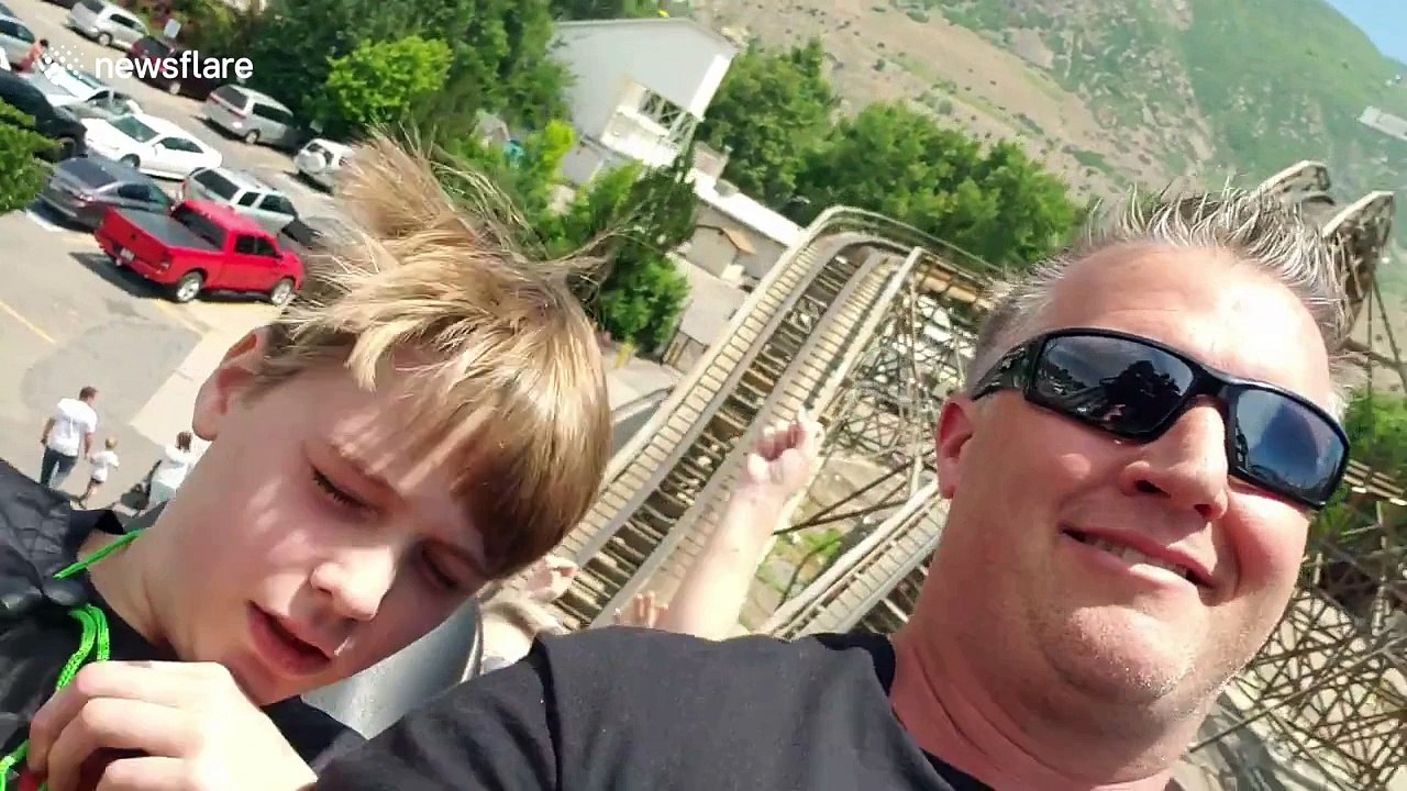 Boy reacts badly to first-ever roller coaster ride