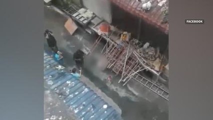 Newborn baby boy flung from second floor