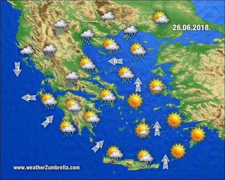 Η πρόγνωση του καιρού για την Τρίτη 26-6-2018