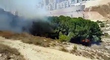 اربعة فرق اطفاء وانقاذ من محطات القدس تعمل على أخماد حريق شب في أحراش القدس