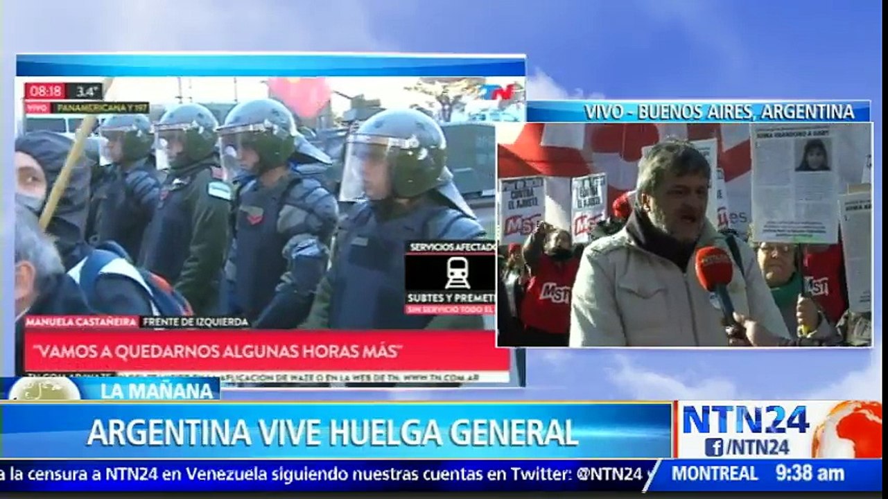 Argentina vive paro nacional de 24 horas convocado por gremios de trabajadores