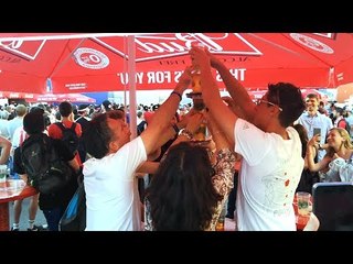 England Fans Try To Make Beer Tower In Russia - Russia World Cup 2018