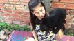 Lovely amazing girl playing with groups of baby cute dog # 05