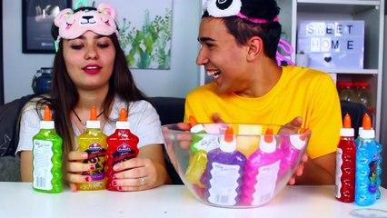 3 COLORS OF GLUE SLIME CHALLENGE !! Jonathan Et Amandine