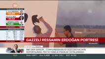 Erdoğan'ın resmini deri cilt üzerine işledi