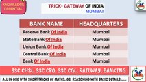 Tricks of Bank Headquarters | General Awareness | SBI  & IBPS PO/CLERK | For All Competitive Exams
