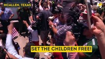 This is the moment protesters blocked a bus full of migrant children leaving a detention center in Texas.