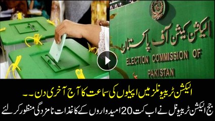 Last day for decisions on appeals against nomination papers, 20 nominations accepted