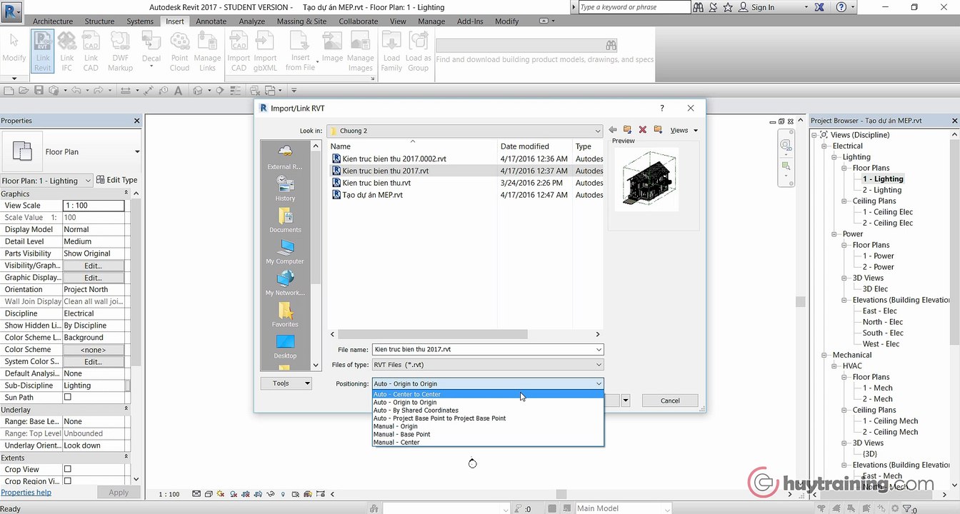08. Link file kiến trúc vào dự án Revit Mep