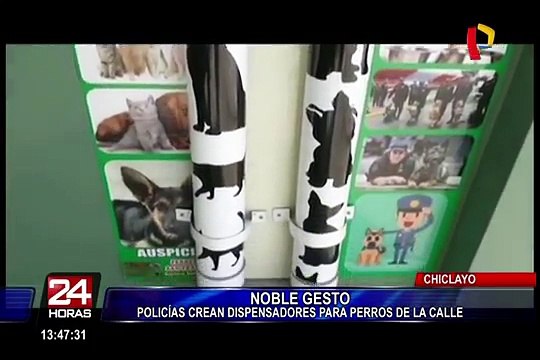 Chiclayo: policías crean dispensadores para perros de la calle
