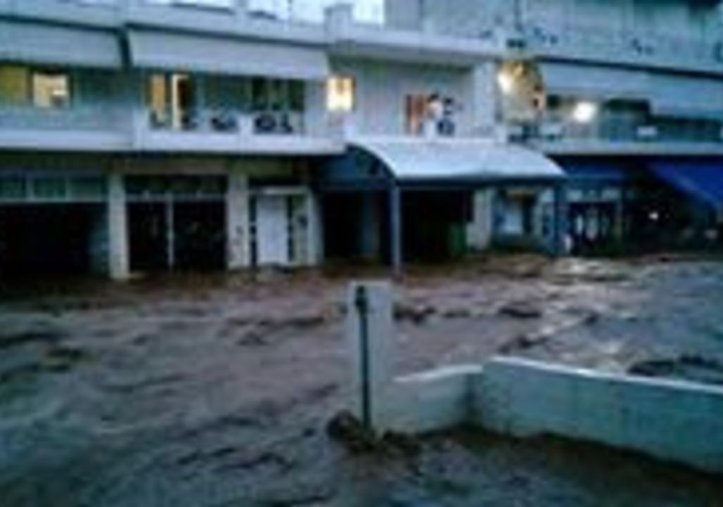 Floodwaters Rage Through Streets in Greek Town of Mandra