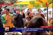 Así celebraron los hinchas brasileños en Miraflores