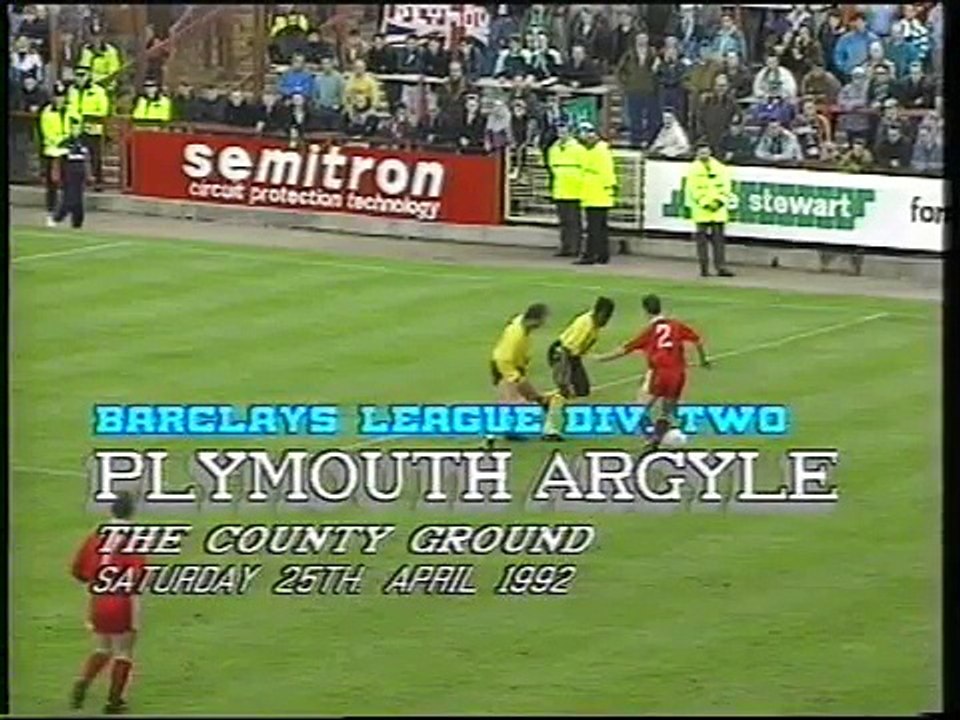 Swindon Town - Plymouth Argyle 25-04-1992 Division Two