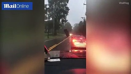 فيديو أغرب من الخيال لسيارة تقف في الهواء