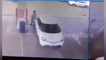 فيديو سيدة تطير بسيارتها فوق سيارة أخرى بعد أن فقدت السيطرة عليها