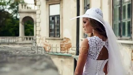 stock footage chic aristocratic woman in retro style white dress and hat long blond straight hairstyle