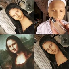 مدونة تجميل عراقية محترفة تحول شكلها إلى الموناليزا بالمكياج