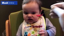 فيديو طريف.. شاهد ماذا فعل هذا الطفل عند تذوق الطعام لأول مرة!