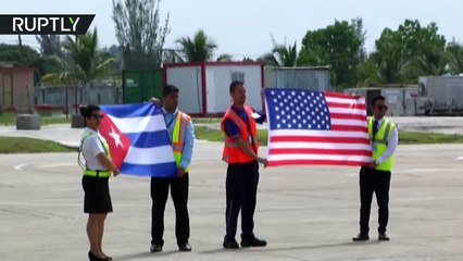 فيديو لأول رحلة جوية مذذ 50 عاما بين أمريكا وكوبا!