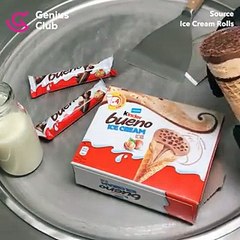 فيديو طريقة تحضير رولات آيس كريم كيندر بوينو