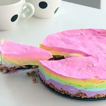 طريقة تحضير تشيز كيك قوس قزح بدون خبز